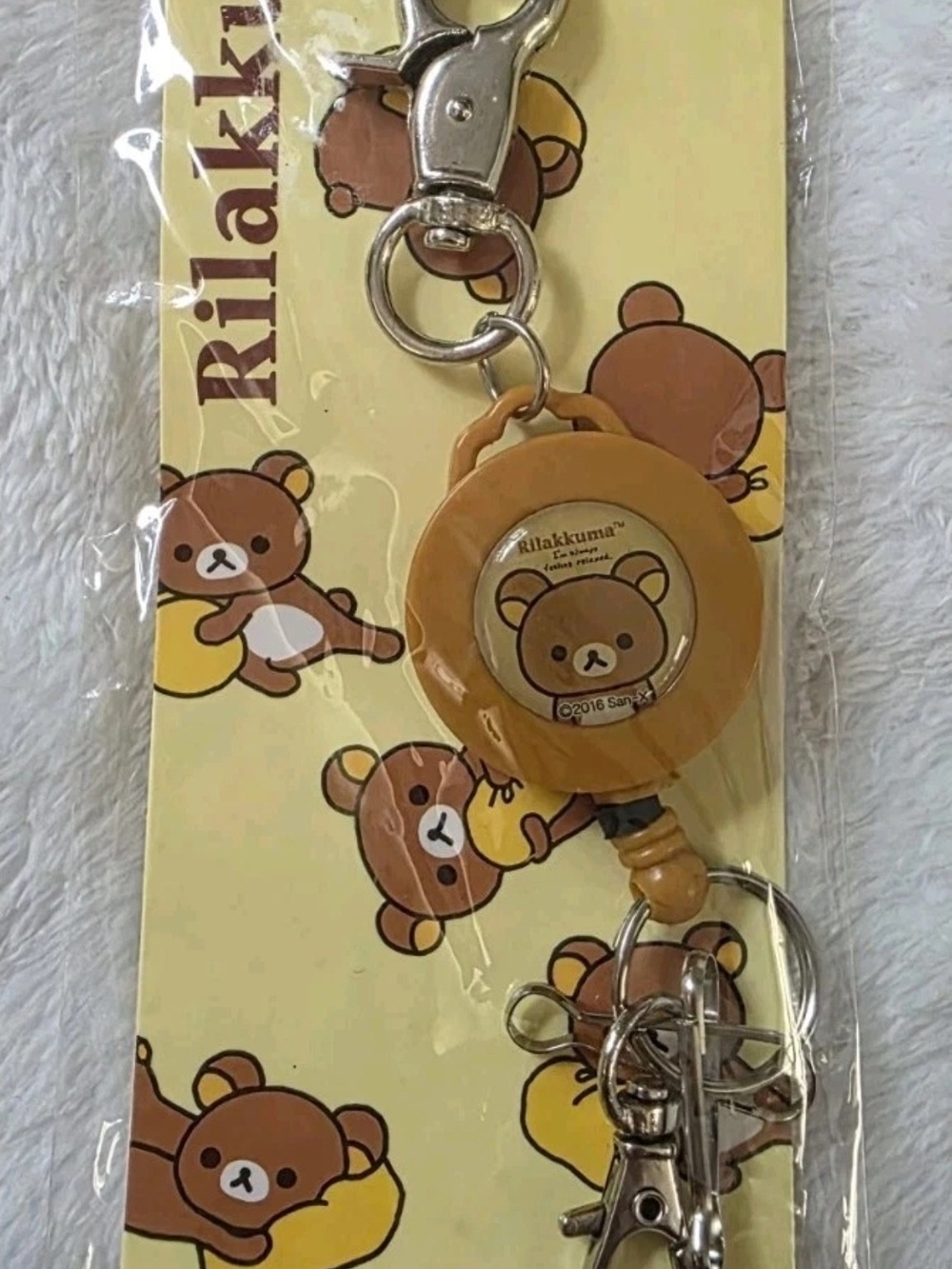 Rilakkuma Yellow Retractable Key & Card Holder with Clip